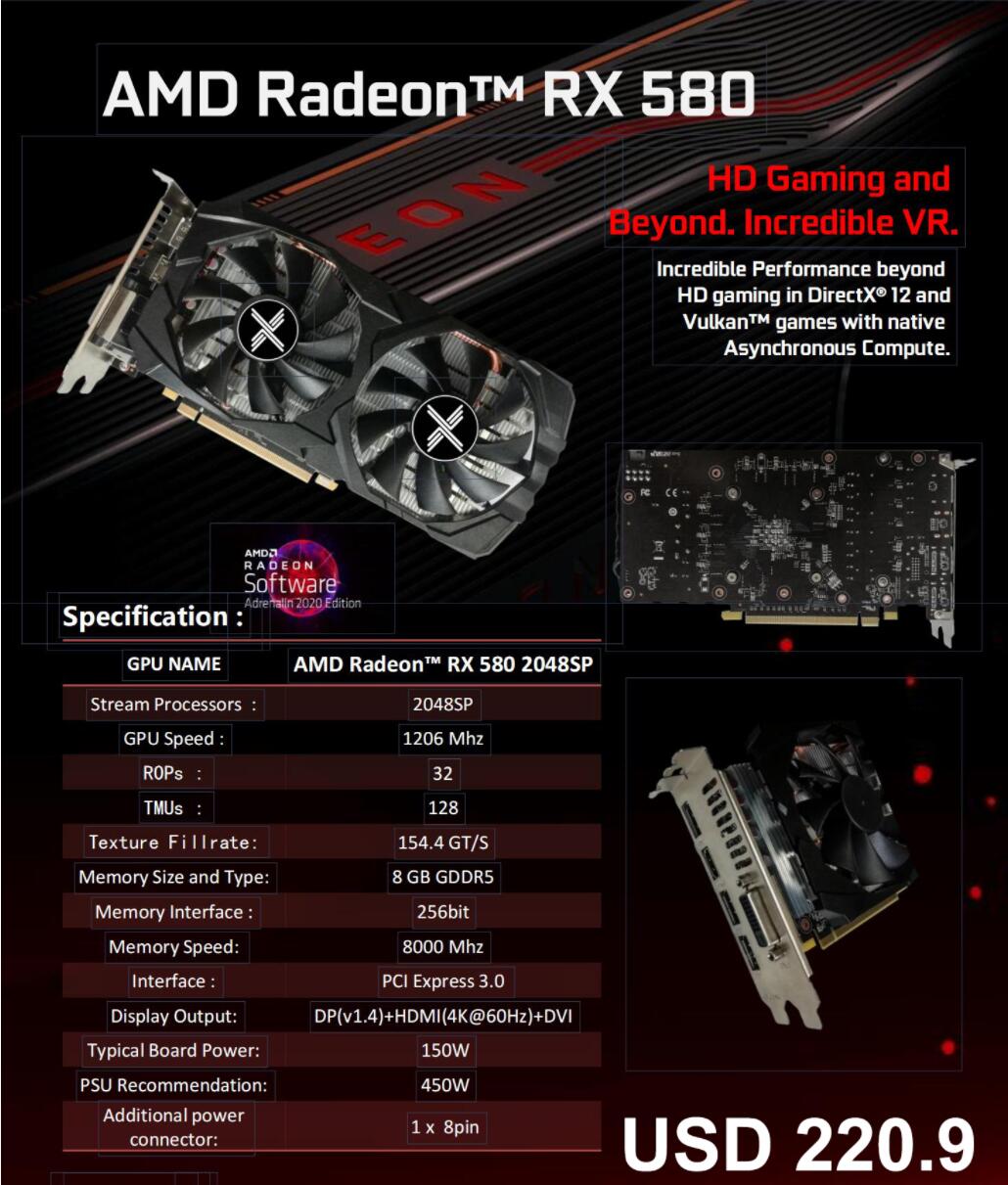 AMD Radeon RX580 8G GPU